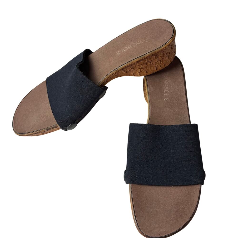 Onesole Slip On Interchangeable Sandal Womens 9 Travel Slides Black Cork Y2K 90s